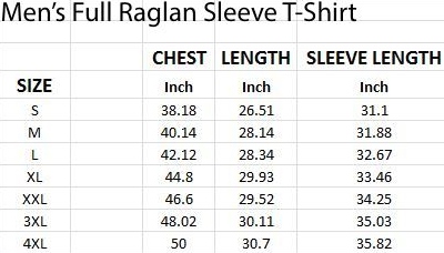 T Shirt Size Chart Mens