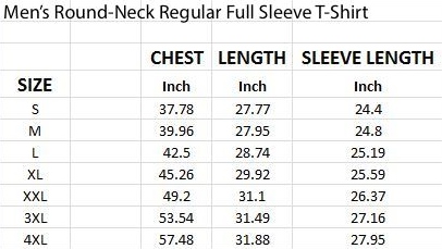 Mens 4xl Size Chart