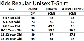 KIDS SIZE CHART