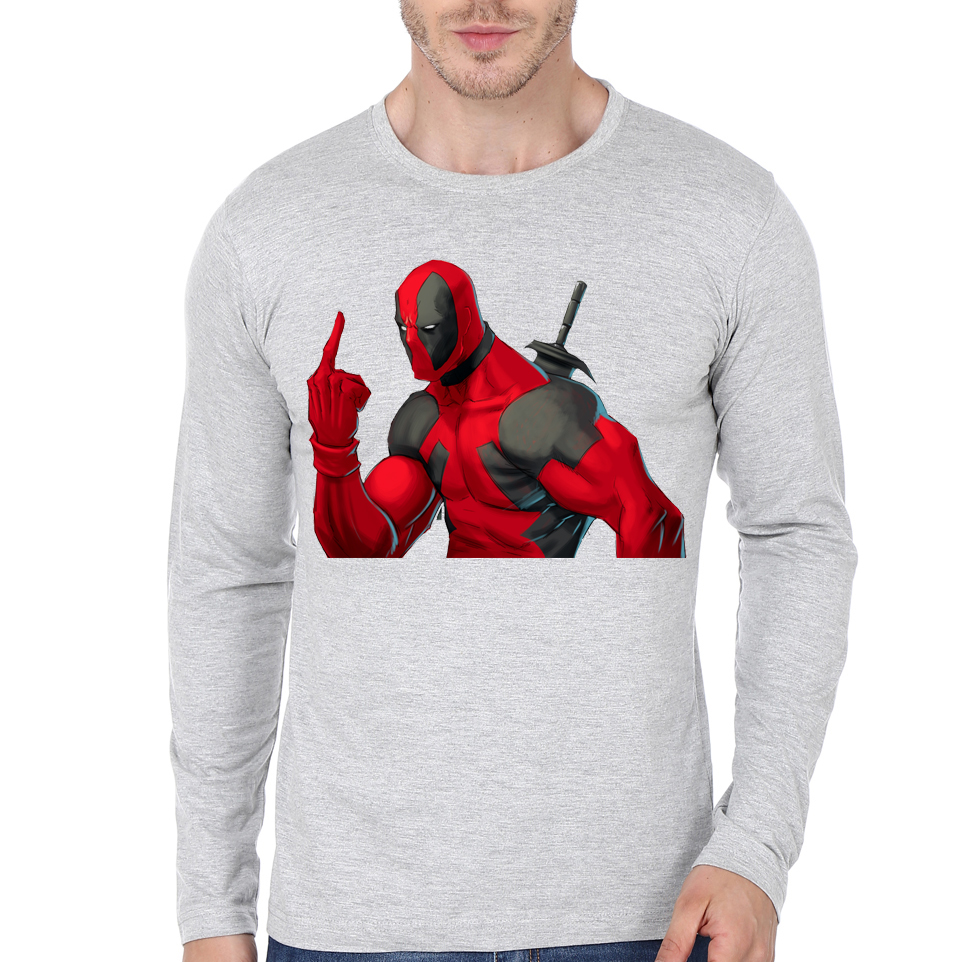 Deadpool Grey Full Sleeve T-Shirt