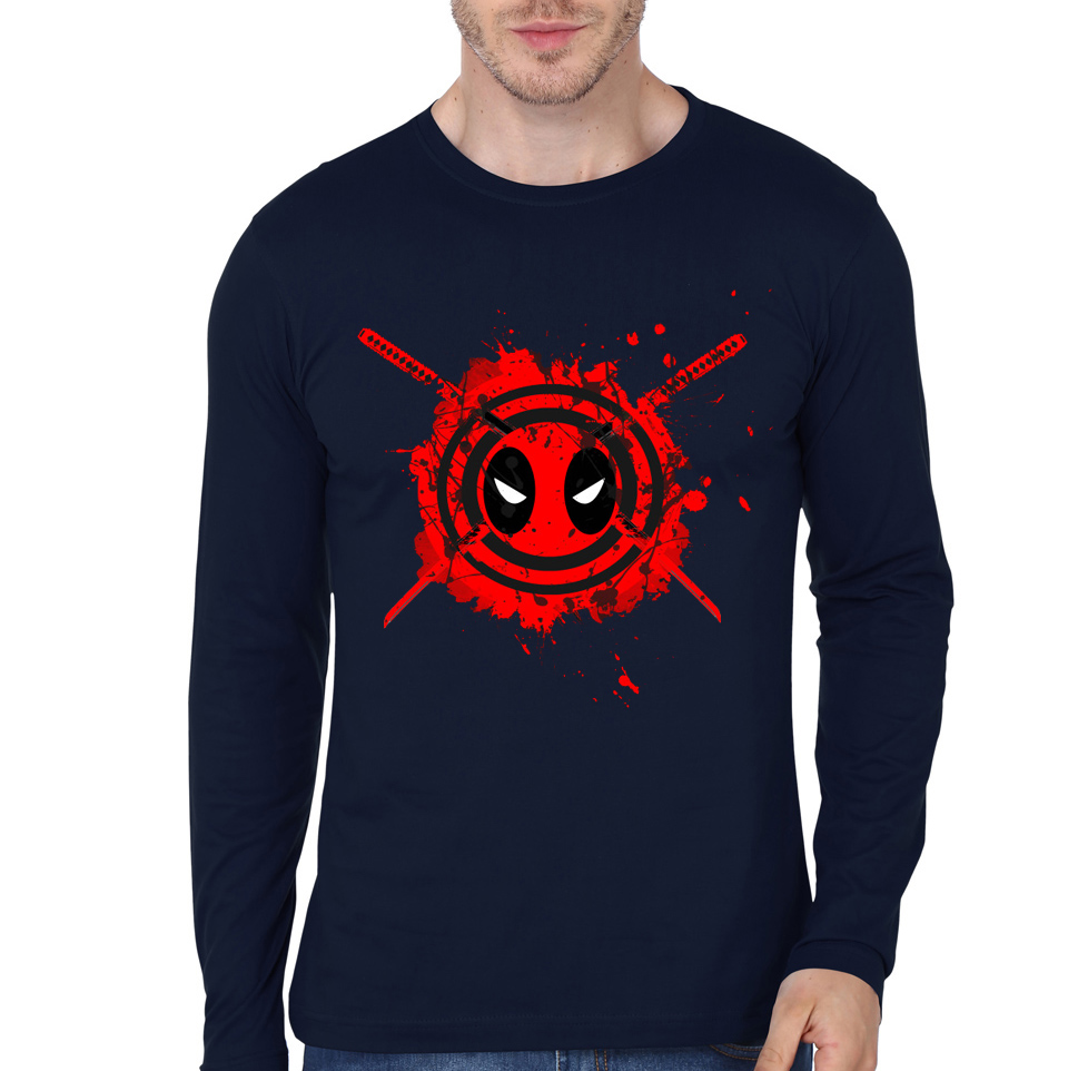 Deadpool Navy Blue Full Sleeve Tee