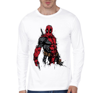 Deadpool White Full Sleeve Tee