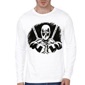 Deadpool White Full Sleeve T-Shirt