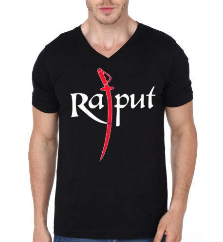 Rajput Black V Neck Tee