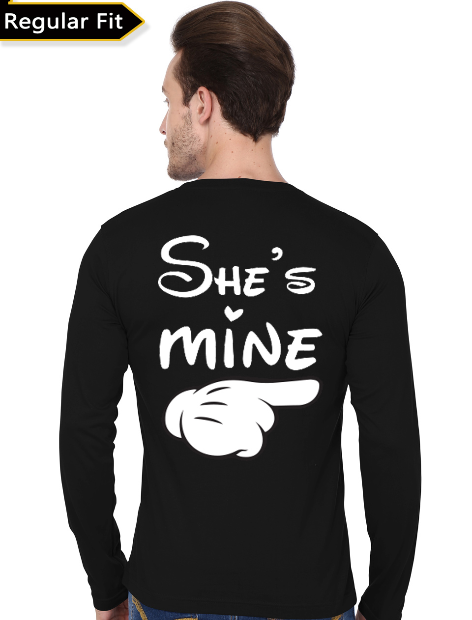 Couple Full Sleeve Black T-Shirt - Image 2
