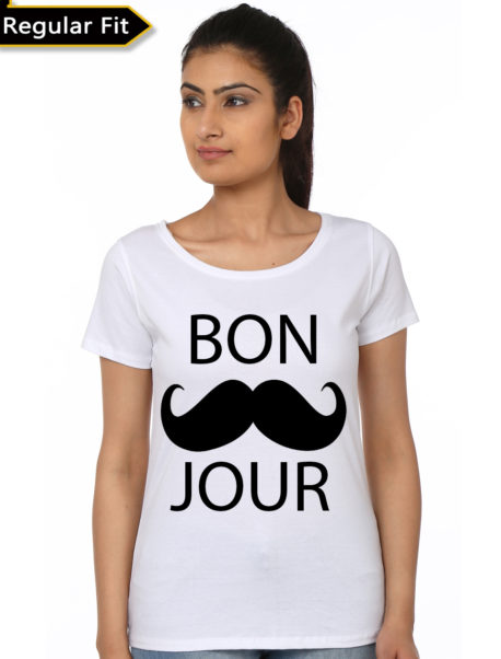 Bon Jour Girl's White T-Shirt