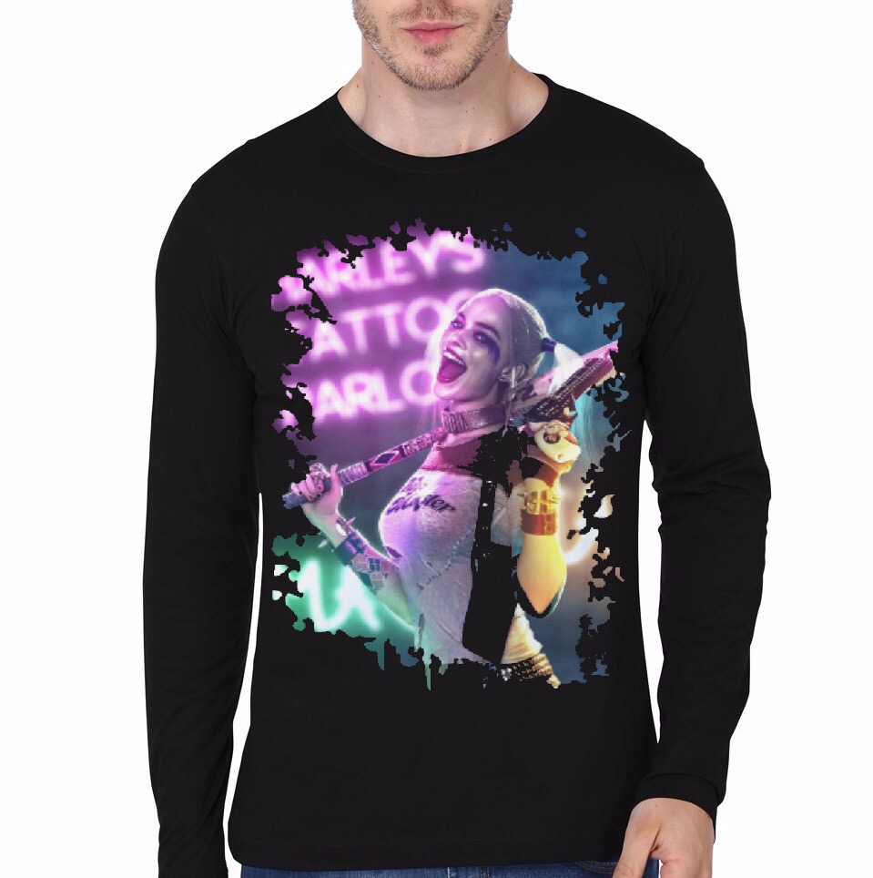Harley Quinn Tattoo Parlour Black Full Sleeve Tee