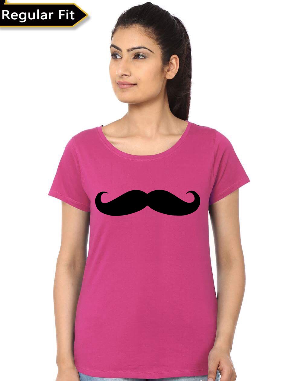 Moustache Pink Girls T-Shirt