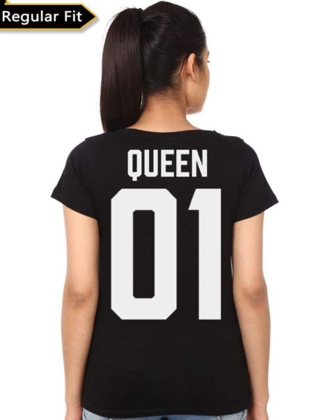 Queen 01 Girl's Black T-Shirt