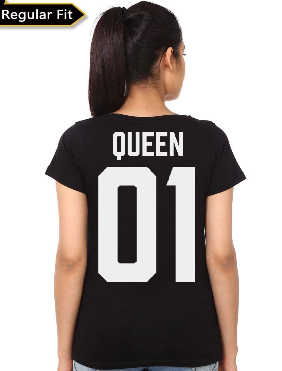 Queen 01 Girl's Black T-Shirt