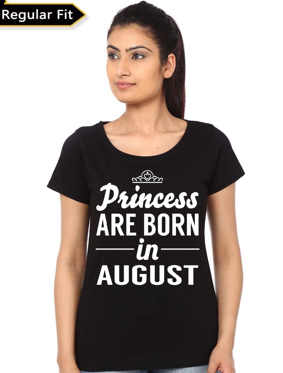Princess Are Born In August Black Girl's T-Shirt