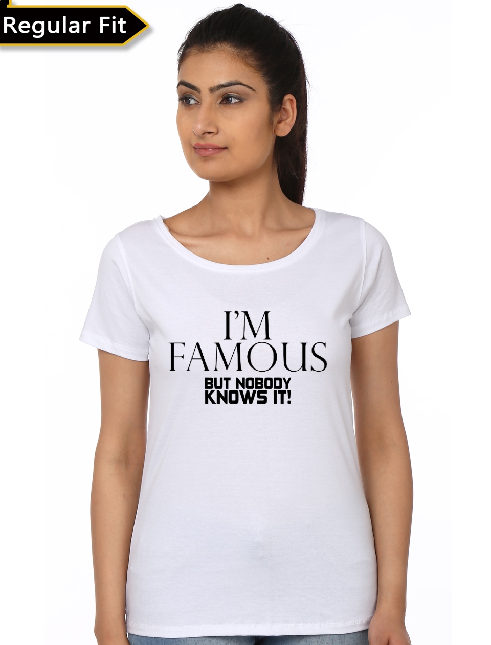 I Am Famous But Nobody Knows It Girl's White T-Shirt