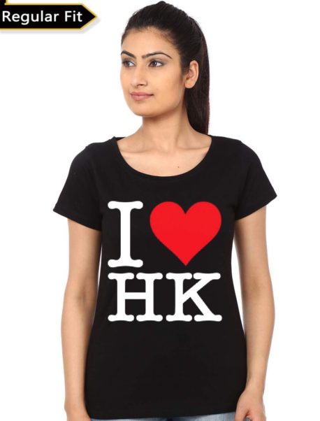 I Love HK Girl's Black T-Shirt