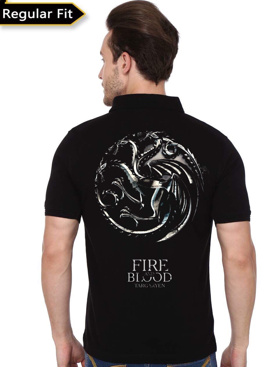T-Shirt Uomo 'Fire And Blood' Targaryen – Ispirata Al Trono Di Spade, 100% Cotone, Vestibilità Comoda