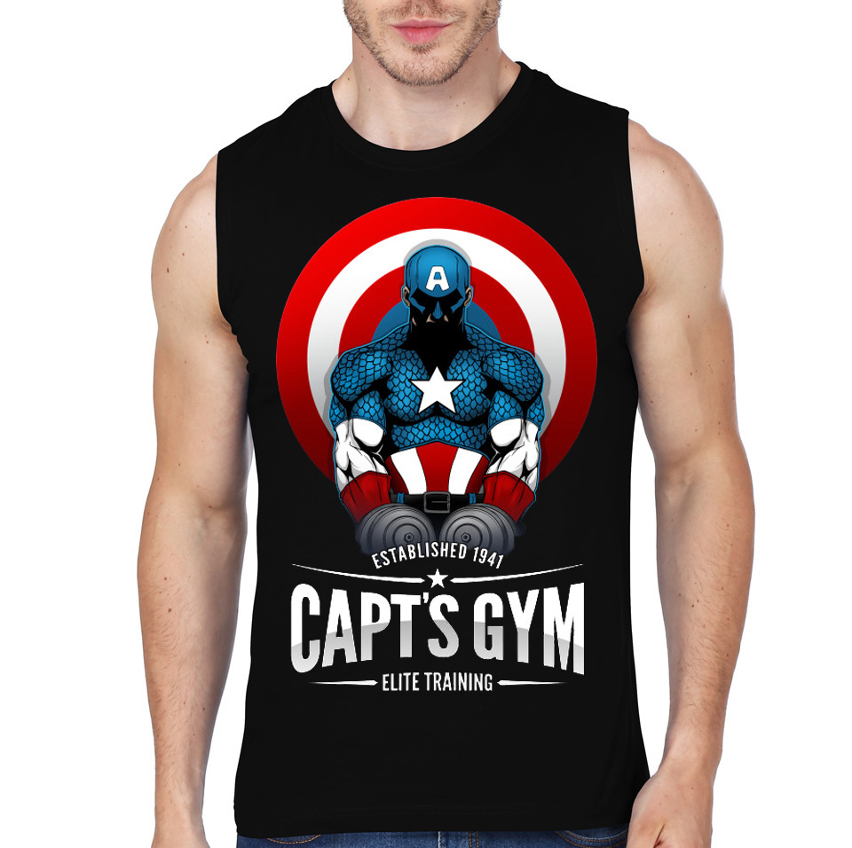 Captain America Gym Black Vest Swag