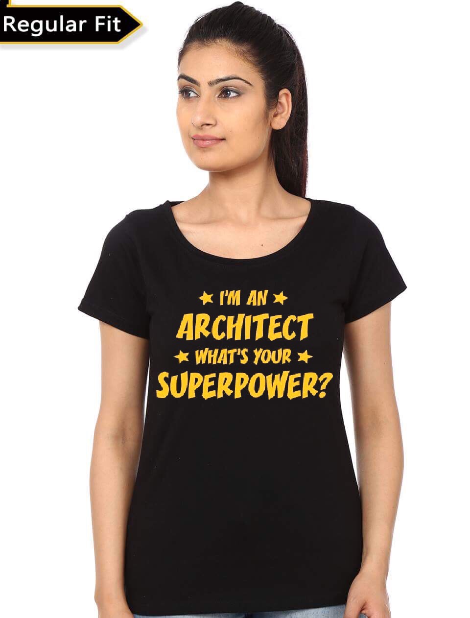 I Am An Architect Whats Your Superpower Girl's Black T-Shirt