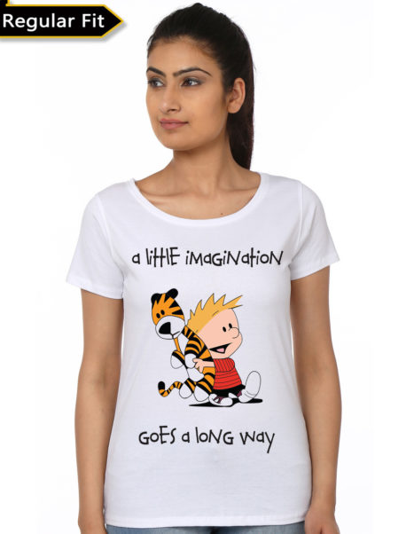 Calvin and Hobbes Girl's White T-Shirt