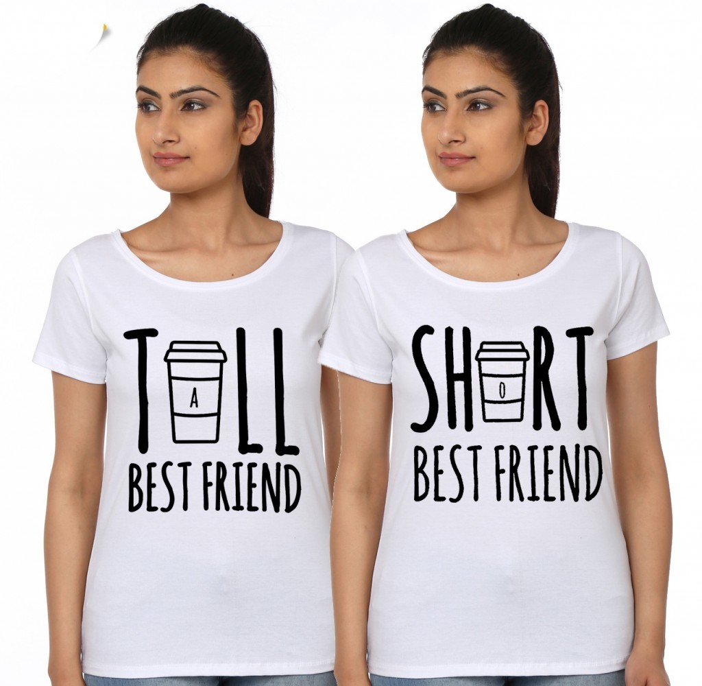 Tall Bestfriend / Short Bestfriend Girls White TShirt Swag Shirts
