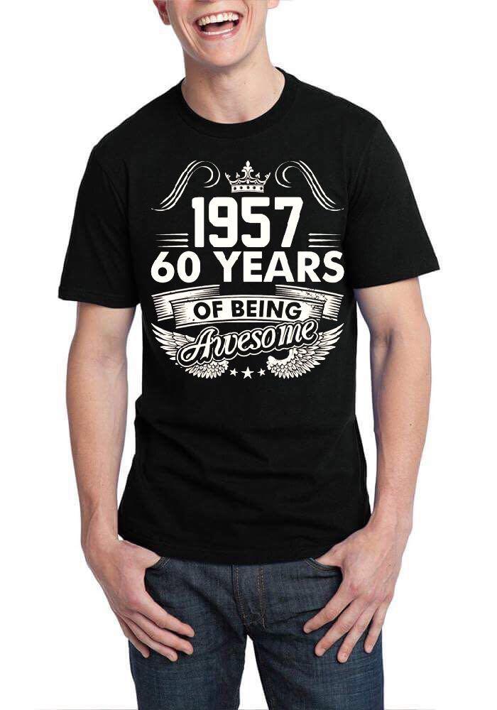 1957 60 Years Of Being Awesome Black T-Shirt