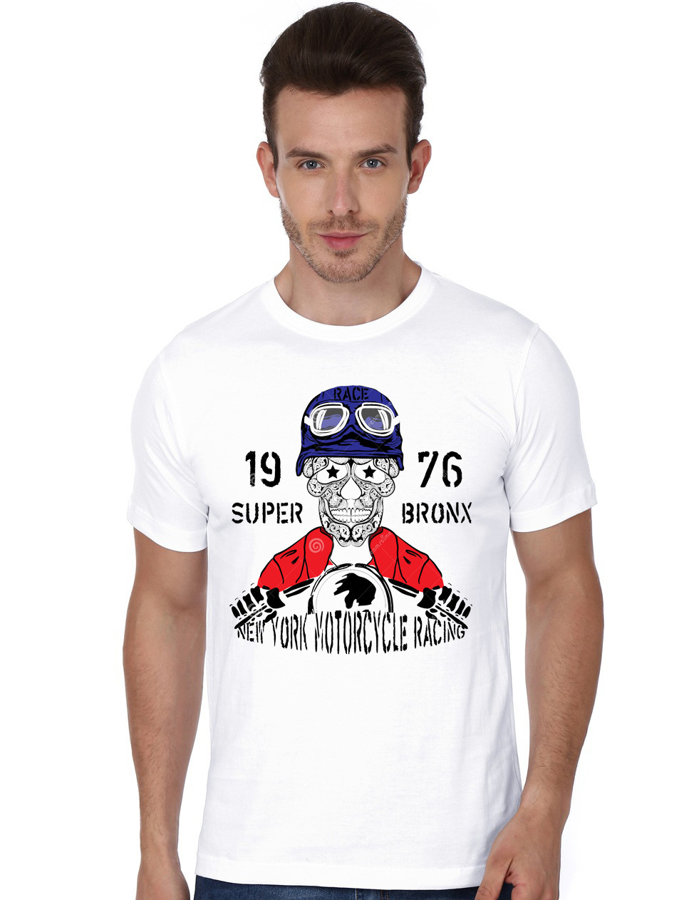 Skull Motorcycle White T-Shirt