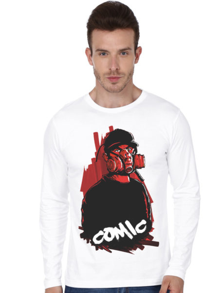 Graffiti Gas Mask White Full Sleeve T-Shirt