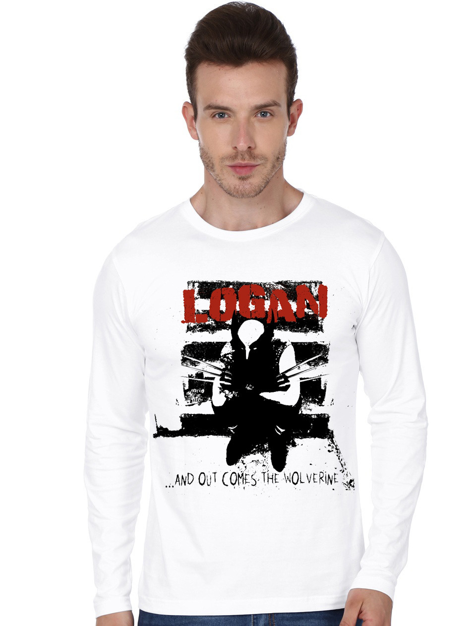 And Out Comes The Wolverine White Full Sleeve T-Shirt