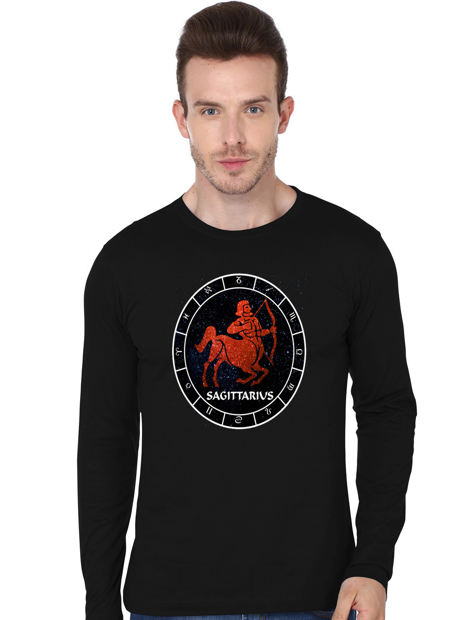 Sagittarius Black Full Sleeve T-Shirt