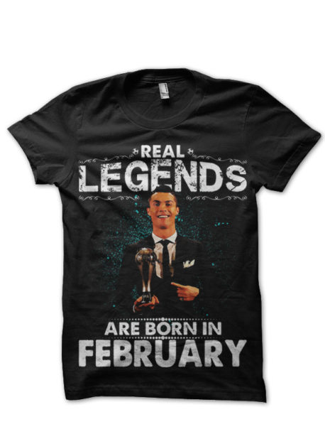 Real Legends Are Born In February Black T-Shirt