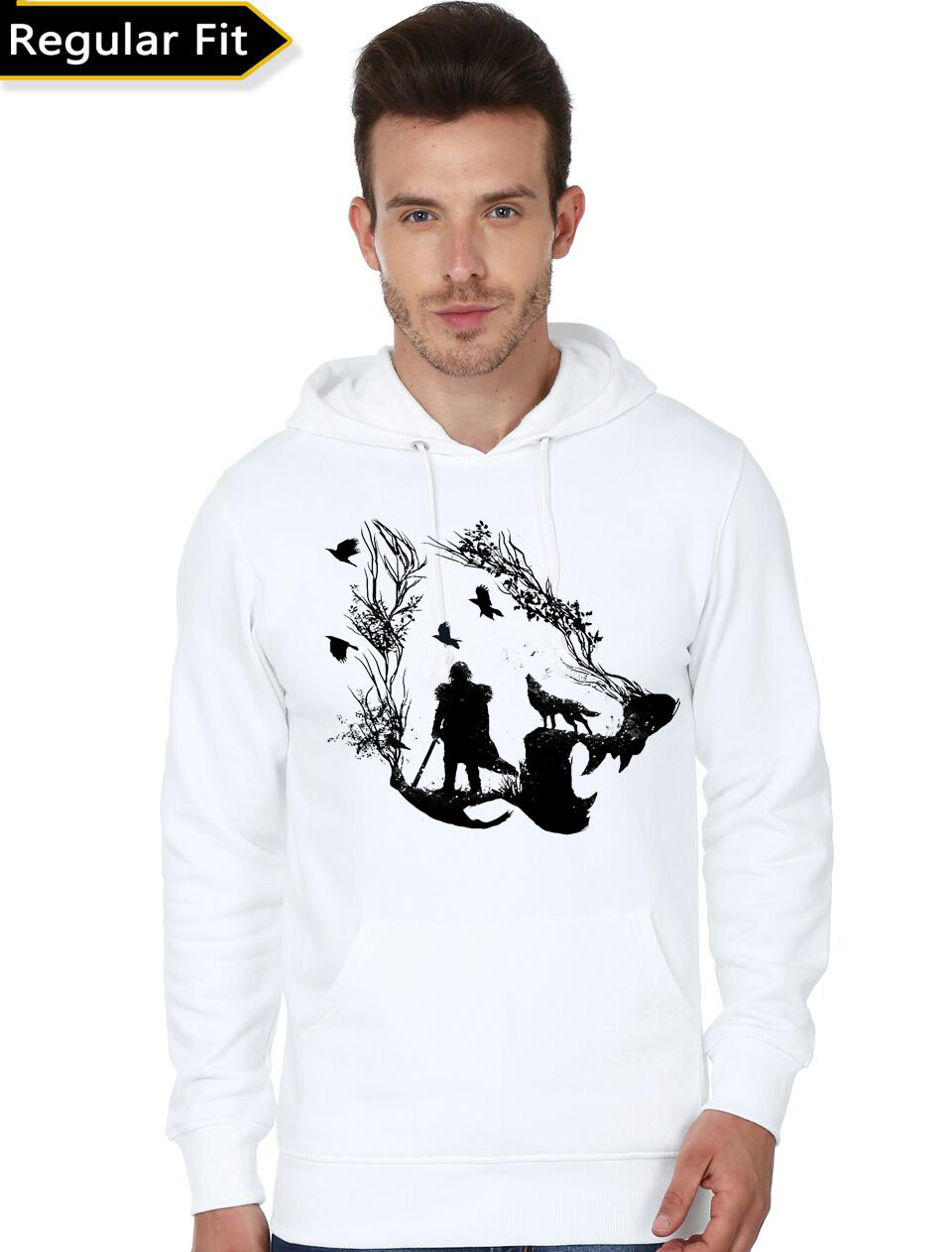 Dragon and Wolf Game of Thrones White Hoodie