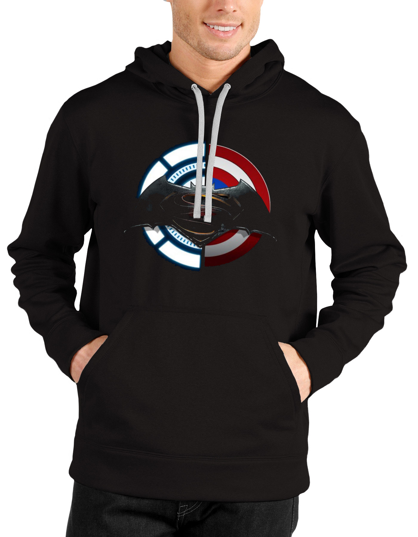 Batman Vs Superman Vs Iron Man Vs Captain America Black Hoodie