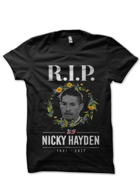 "Valentino Rossi Tribute To Nicky Hayden" Black T-Shirt