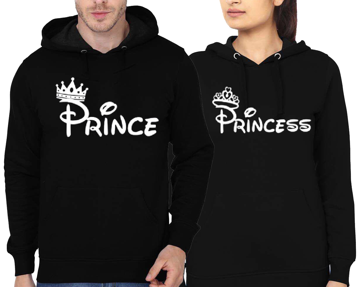 Prince & Princess Couple Black Hoodie - Image 2