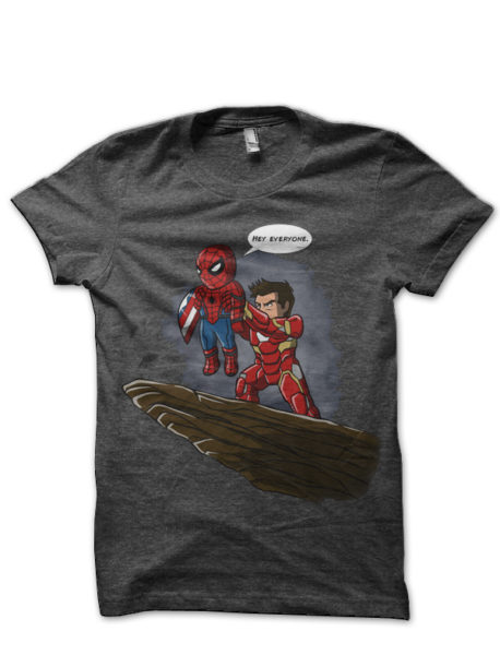 Tony And Spidey Charcoal Grey T-Shirt
