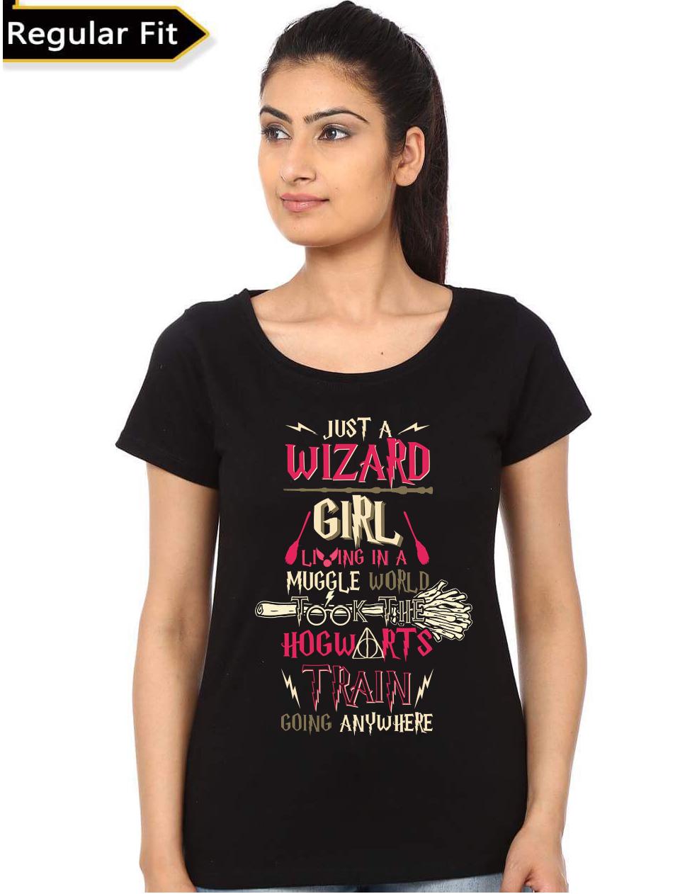 Just A Wizard Girls Black Top