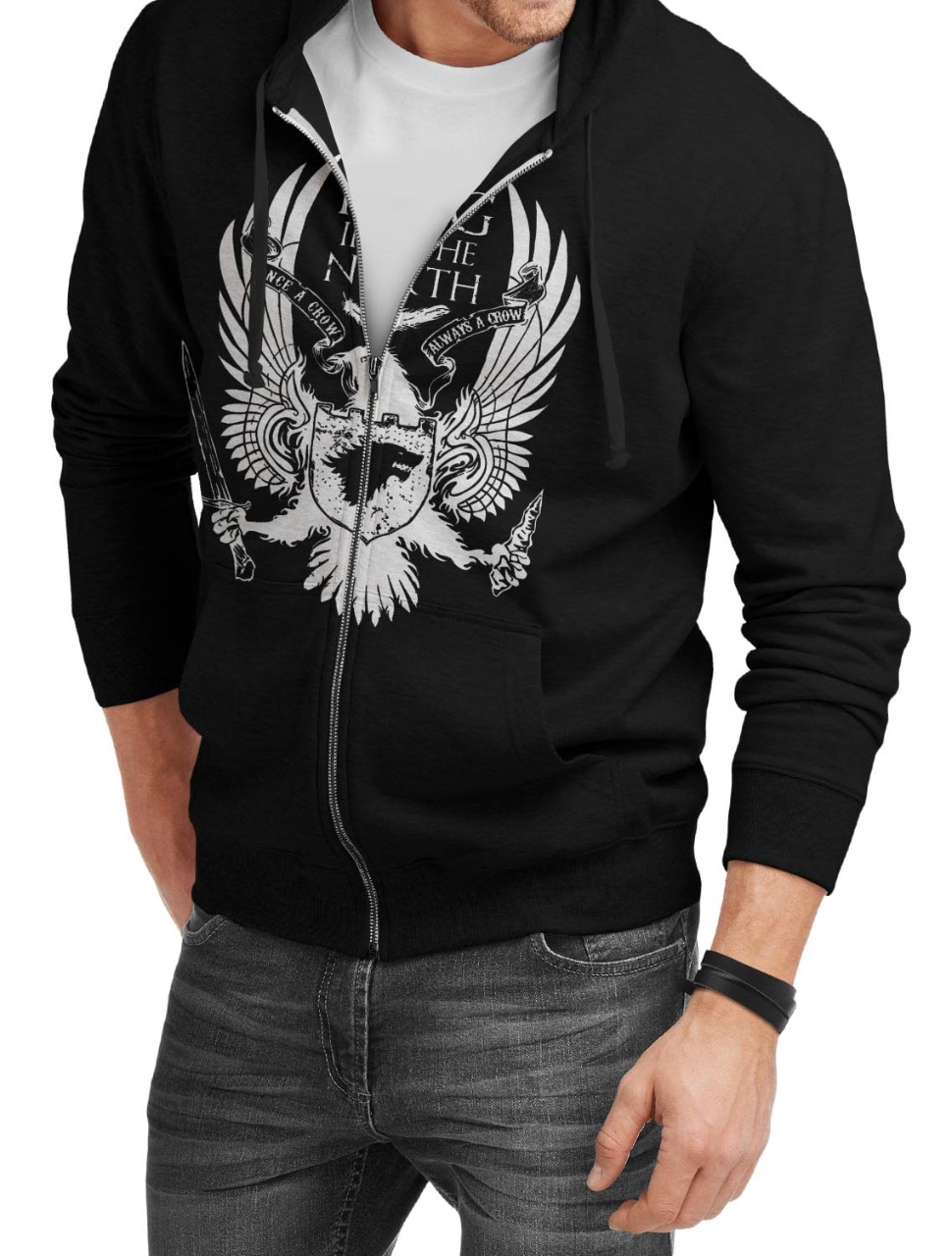 King In The North Black Zipper Hoodie