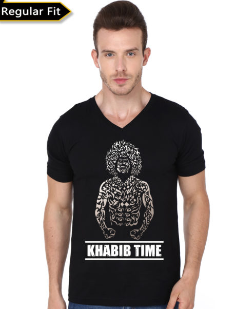 Khabib Time UFC V-Neck Black T-Shirt
