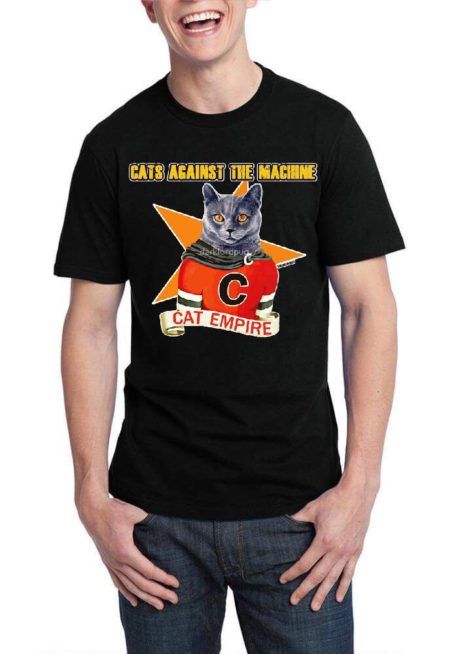 Cat's Against The Machine Black T-Shirt