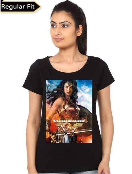 Wonder Woman Girl's Black T-Shirt