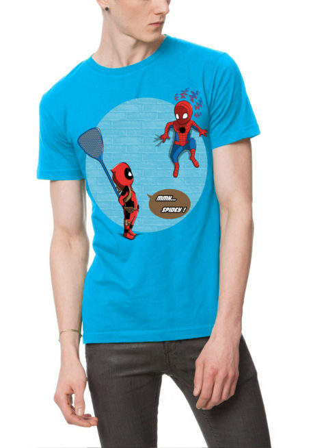 Deadpool & Spiderman Light Blue T-Shirt