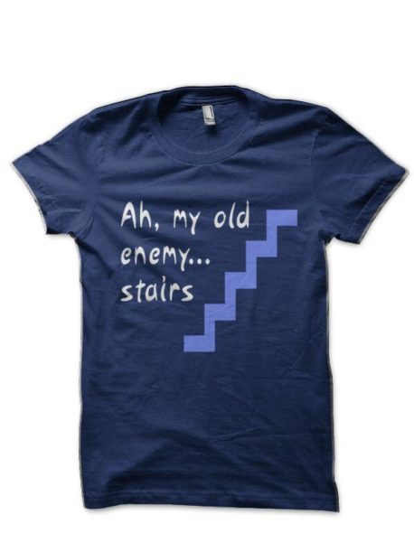 Ah My Old Enemy Stairs Navy Blue Half Sleeve T-Shirt