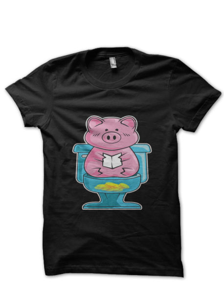 Cute & Funny Pig On Toilet Piggy Bank Potty Training T-Shirt
