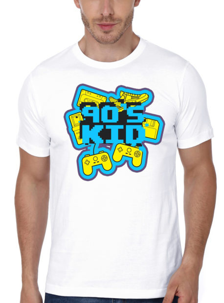 90's Kids Half Sleeve White T-Shirt