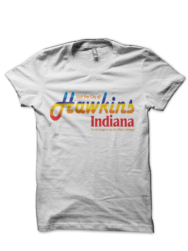 Hawkins Indiana White Half Sleeve T-Shirt