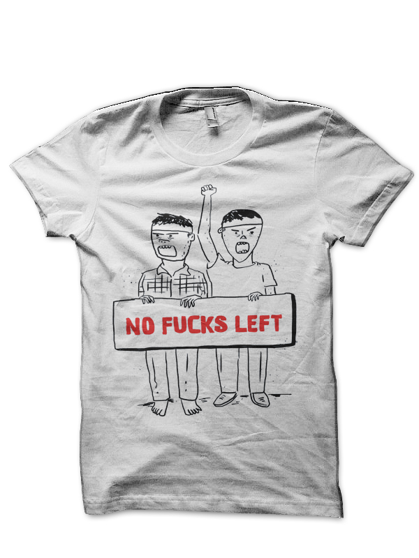 No Fucks Left Half Sleeve White T-Shirt