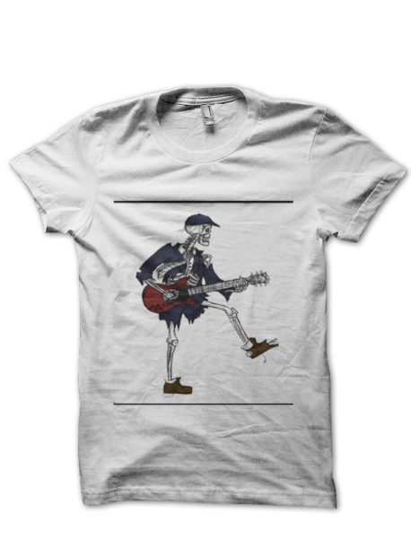 Skeleton Rock Band White Half Sleeve T-Shirt