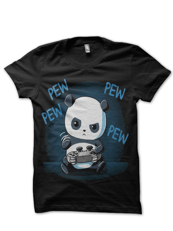 Pew Panda Black Half Sleeve T-Shirt