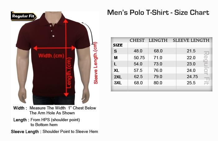 Mens Polo Size Chart