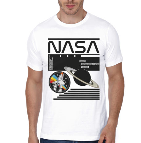 Nasa White Half Sleeve T-Shirt