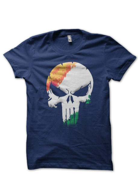 Tricolor Skull Half Sleeve T-Shirt