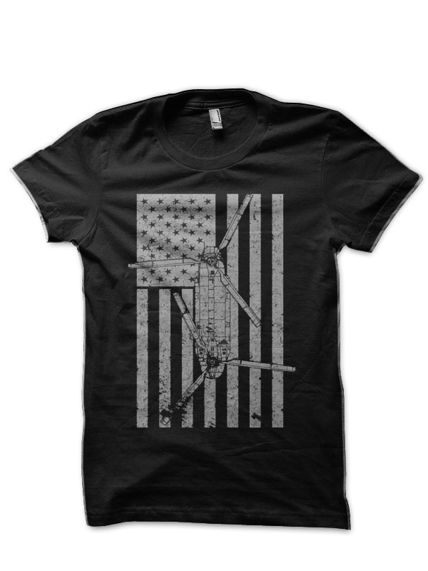 CH-47 Chinook Military Helicopter Vintage Flag Pilot Half Sleeve T-Shirt